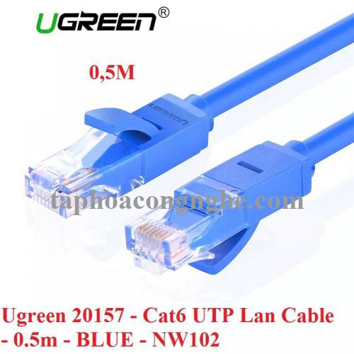 Ugreen 20157 0.5M Màu xanh Cáp mạng LAN CAT6 UPT NW102 30020157